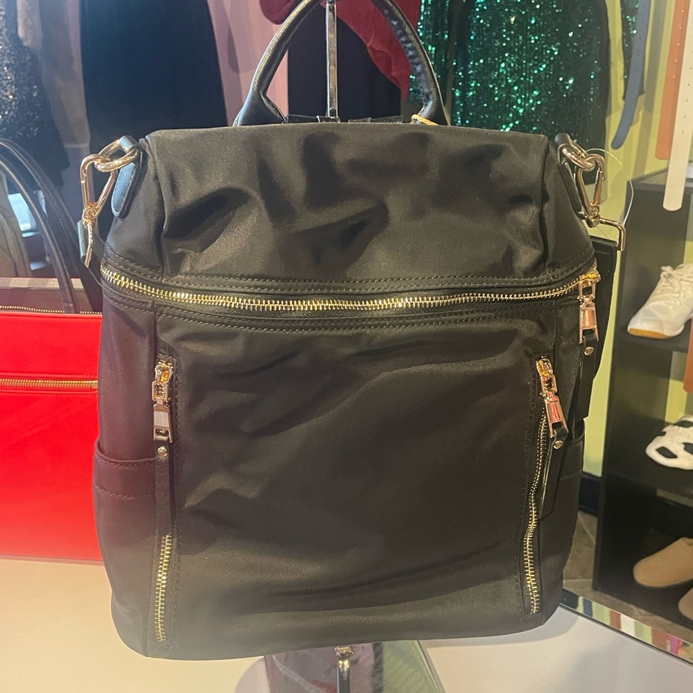 Black Nylon Women's Backpack / Handbag